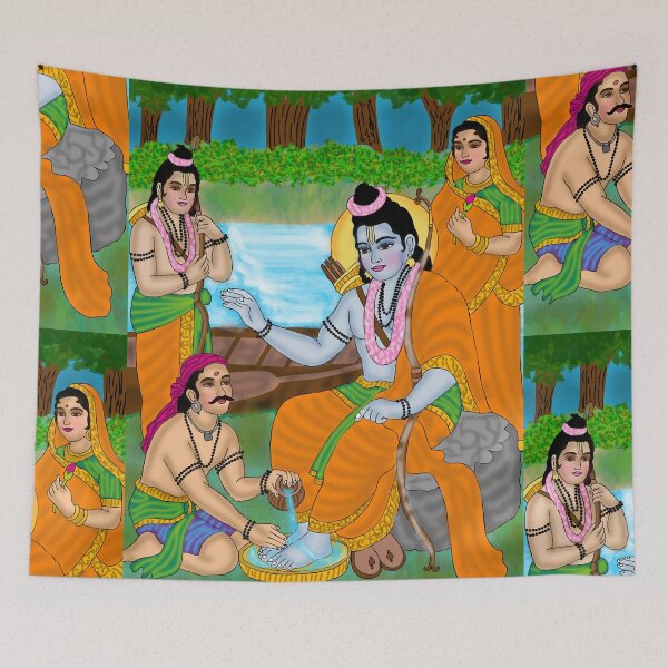 Item preview, Kevat Prasang Design – Ramayana Devotional Boat Scene Artwork designed and sold by Harshit_Digital_Arts.