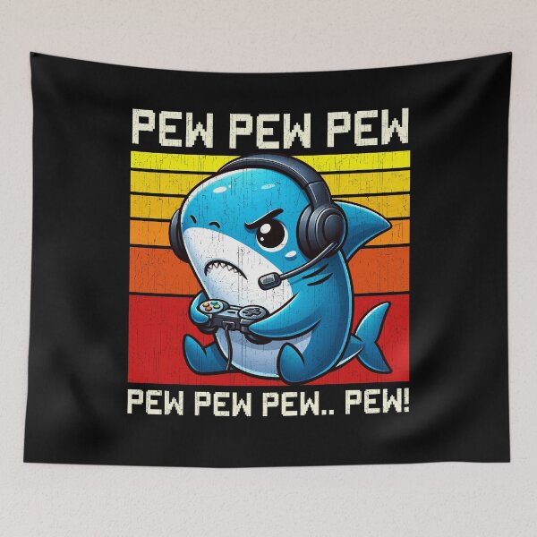 Item preview, Funny Shark Vintage Gamer Videogames Pew Zoo Boys Girls Kids designed and sold by rafaeltto.
