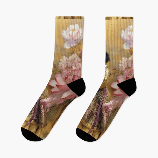 Item preview, Elegant Korean Woman in Golden Hanbok with Peonies designed and sold by colorful-white.