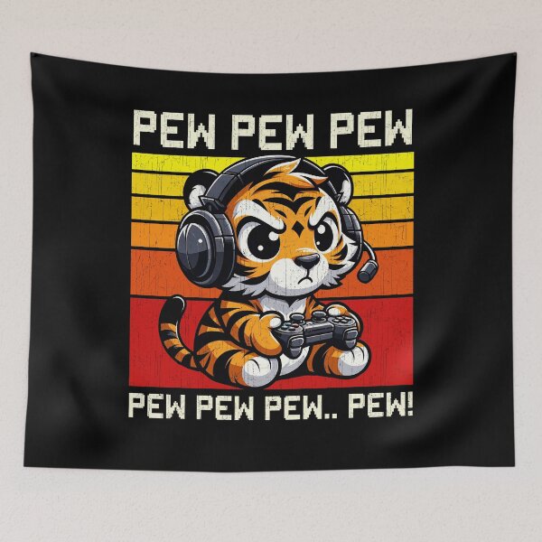 Item preview, Funny Tiger Vintage Gamer Videogames Pew Zoo Boys Girls Kids designed and sold by rafaeltto.