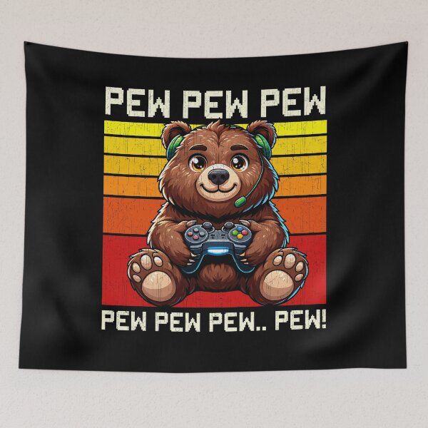 Item preview, Funny Bear Vintage Gamer Videogames Pew Zoo Boys Girls Kids designed and sold by rafaeltto.