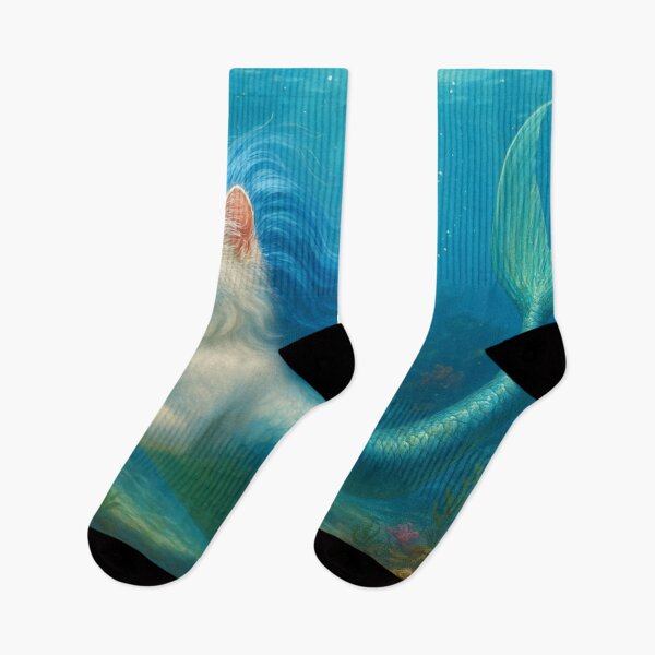 Item preview, Mermaid Cat Underwater | Magical Meowmaid Hybrid with Blue Mane designed and sold by FantasyHybrids.