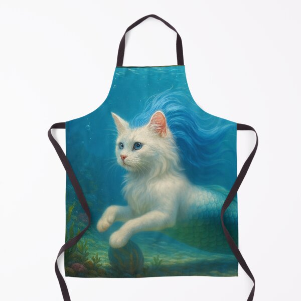Item preview, Mermaid Cat Underwater | Magical Meowmaid Hybrid with Blue Mane designed and sold by FantasyHybrids.