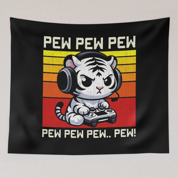 Item preview, Funny White Tiger Vintage Gamer Videogames Pew Zoo Boys Girls Kids designed and sold by rafaeltto.