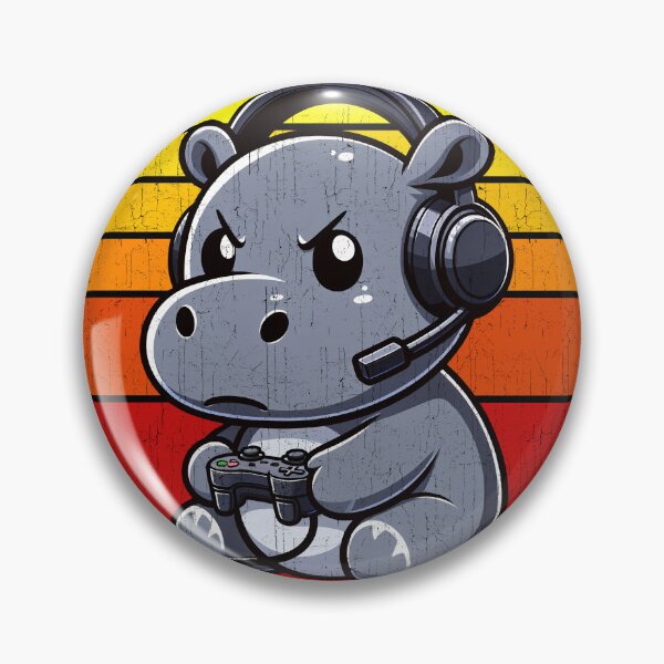 Item preview, Funny Hippopotamus Vintage Gamer Videogames Pew Zoo Boys Girls Kids designed and sold by rafaeltto.
