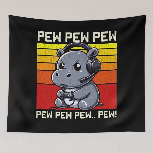 Item preview, Funny Hippopotamus Vintage Gamer Videogames Pew Zoo Boys Girls Kids designed and sold by rafaeltto.