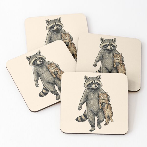 Item preview, Raccoon Carrying Tabby Cat Friend designed and sold by TeeARTHY.