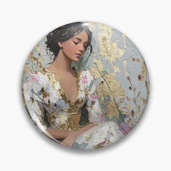 Item preview, Graceful Woman Portrait with Gold Leaf Impasto Art designed and sold by colorful-white.