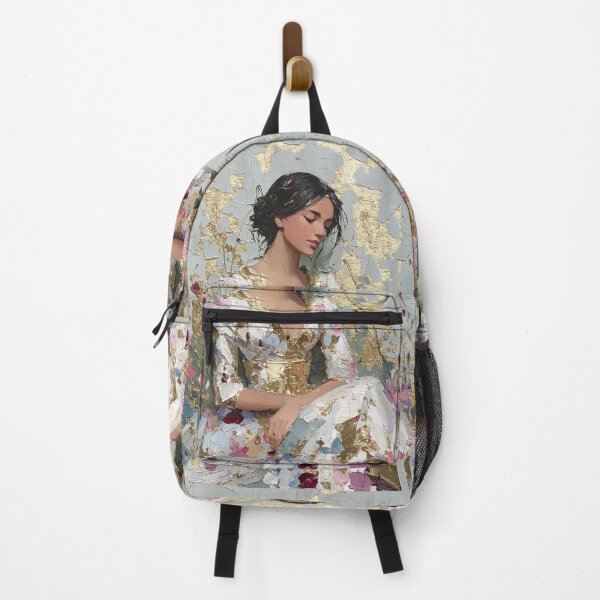 Item preview, Graceful Woman Portrait with Gold Leaf Impasto Art designed and sold by colorful-white.