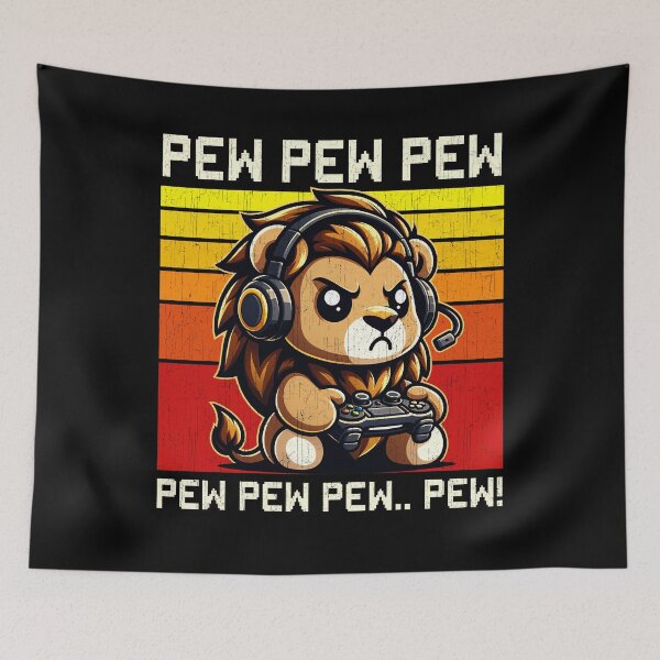 Item preview, Funny Lion Vintage Gamer Videogames Pew Zoo Boys Girls Kids designed and sold by rafaeltto.