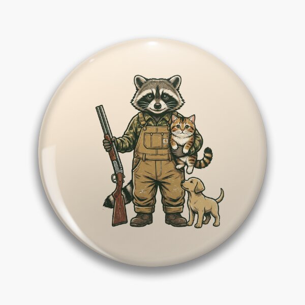 Item preview, Raccoon Farmer Holding Cat And Dog designed and sold by TeeARTHY.