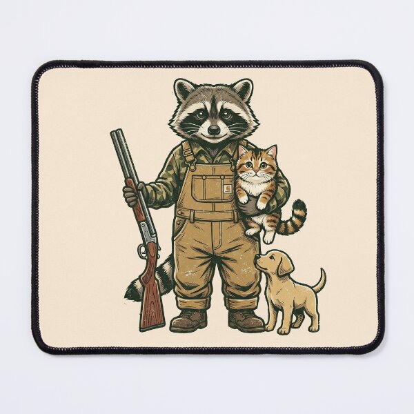 Item preview, Raccoon Farmer Holding Cat And Dog designed and sold by TeeARTHY.