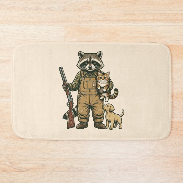 Item preview, Raccoon Farmer Holding Cat And Dog designed and sold by TeeARTHY.