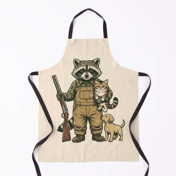 Item preview, Raccoon Farmer Holding Cat And Dog designed and sold by TeeARTHY.