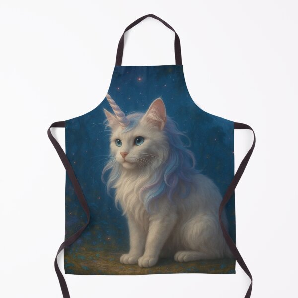 Item preview, Moonlit Unicorn Cat | White Feline Hybrid in a Magical Forest designed and sold by FantasyHybrids.