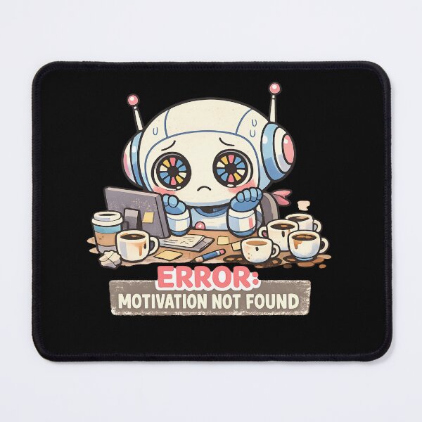 Item preview, Kawaii Robot Burnout | “Error: Motivation Not Found” Cute Sad Robot | Funny Office Humor | Introvert Meme Aesthetic designed and sold by Rude Bot.