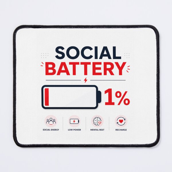 Item preview, Social Battery Low 1% – Introvert Energy Funny Design designed and sold by Sarcastic Meme Tees Studio.