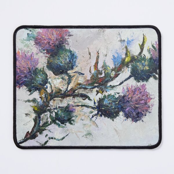 Item preview, Scottish Thistle Flower Abstract Oil Painting designed and sold by MariDaniArt.
