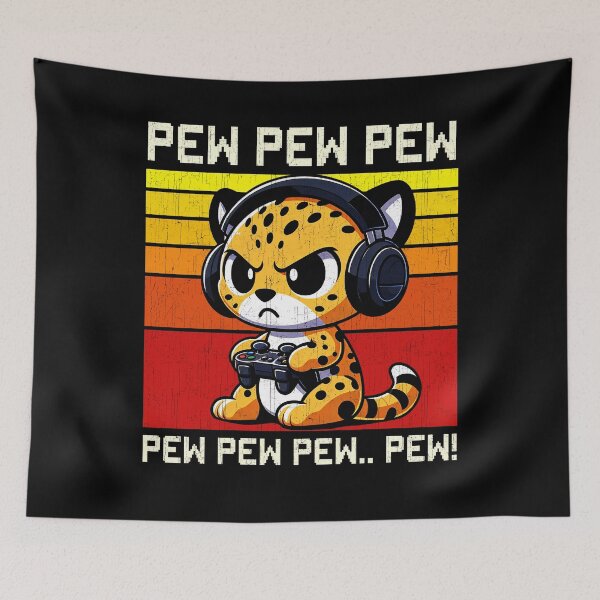 Item preview, Funny Cheetah Vintage Gamer Videogames Pew Zoo Boys Girls Kids designed and sold by rafaeltto.