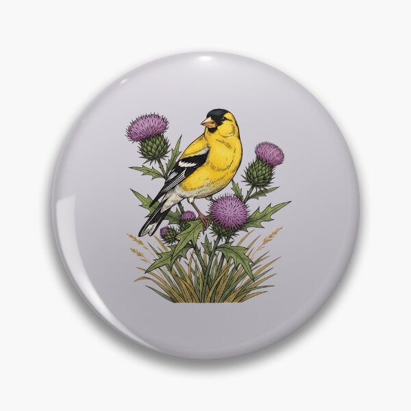Item preview, American Goldfinch Sitting Among Purple Thistle Bird Art  designed and sold by BirdsnStuff.