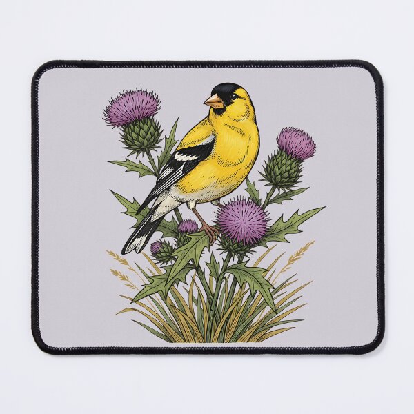 Item preview, American Goldfinch Sitting Among Purple Thistle Bird Art  designed and sold by BirdsnStuff.