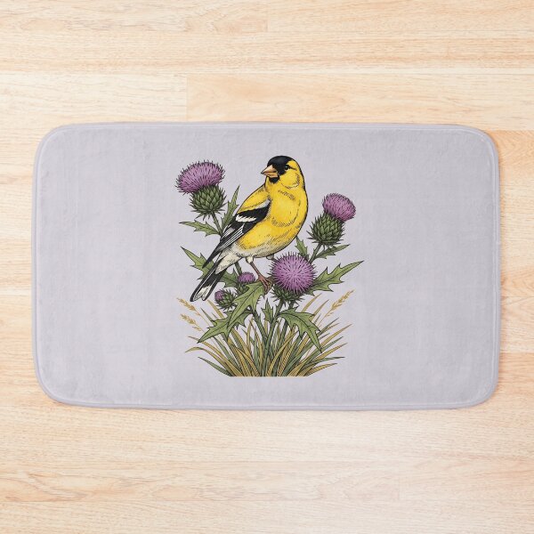 Item preview, American Goldfinch Sitting Among Purple Thistle Bird Art  designed and sold by BirdsnStuff.