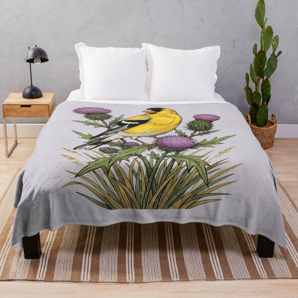 Item preview, American Goldfinch Sitting Among Purple Thistle Bird Art  designed and sold by BirdsnStuff.