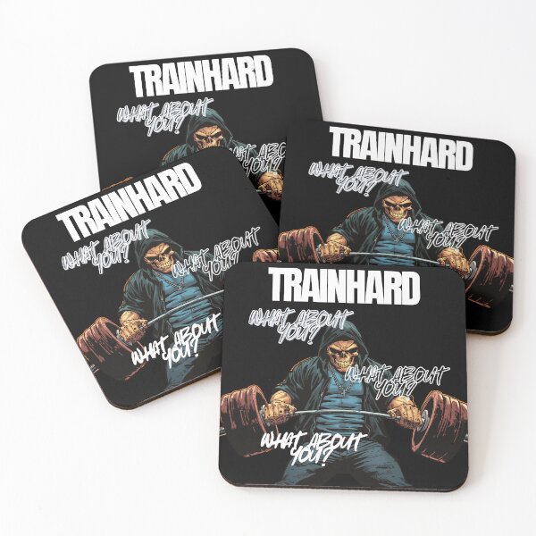 Item preview, Train Hard What About You – Hooded Skull Gym Workout Design designed and sold by TrainHardCo.