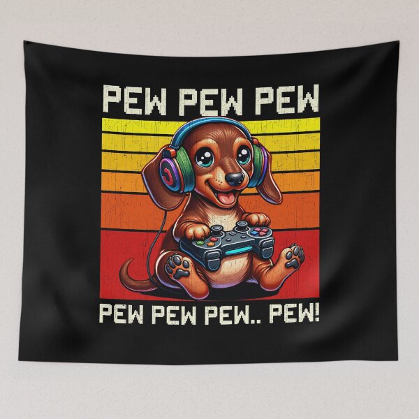 Item preview, Funny Dachshund Vintage Gamer Videogames Pew Zoo Mom Dad Kids designed and sold by rafaeltto.