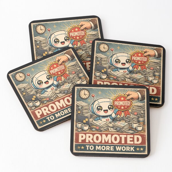 Item preview, Funny Promotion – “Promoted to More Work” Retro Robot, Office Humor Meme, Vintage Work Burnout Design designed and sold by Rude Bot.