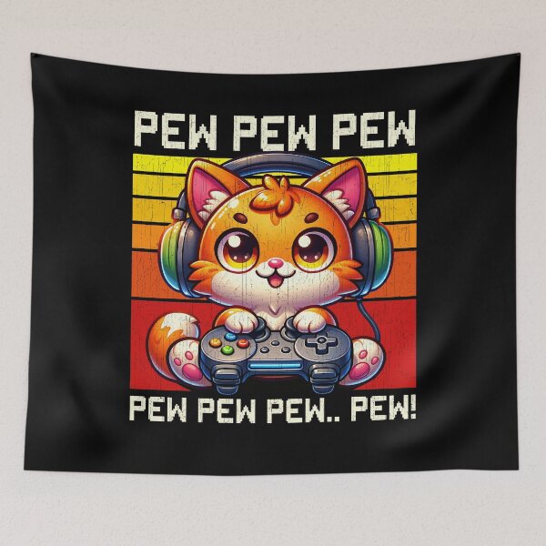 Item preview, Funny Orange Cat Vintage Gamer Videogames Pew Zoo Mom Dad Kids designed and sold by rafaeltto.