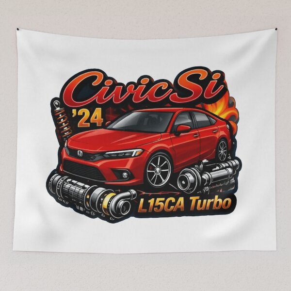 Item preview, Civic Si L15CA Turbo Custom Car Art - Red Sport Compact Design designed and sold by SasquatchTrail.