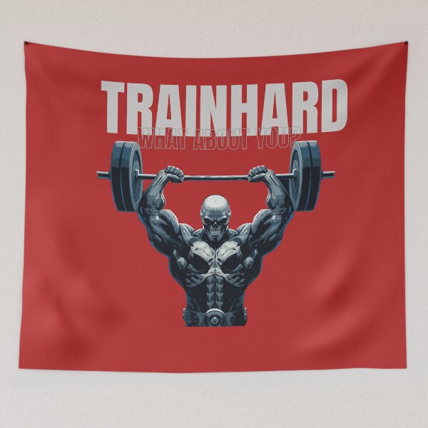 Item preview, Train Hard What About You – Skull Overhead Press Minimal Gym Design designed and sold by TrainHardCo.