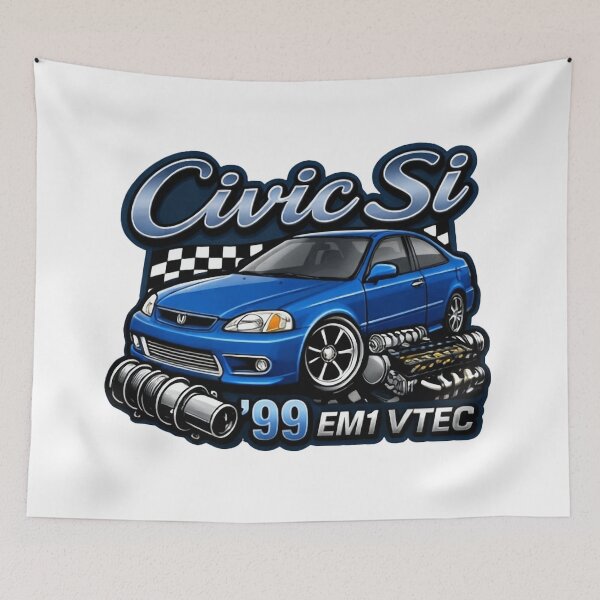 Item preview, Civic Si EM1 VTEC JDM Art - Electron Blue Pearl Custom Graphic designed and sold by SasquatchTrail.