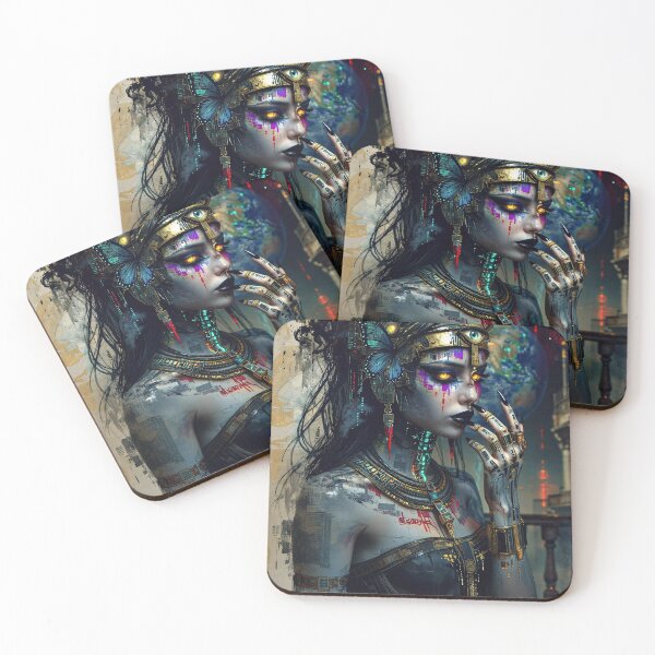 Item preview, World So Cold: Cyberpunk Queen with Tech Jewelry designed and sold by Insomnia Art Designs.