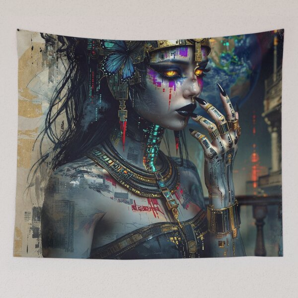 Item preview, World So Cold: Cyberpunk Queen with Tech Jewelry designed and sold by Insomnia Art Designs.