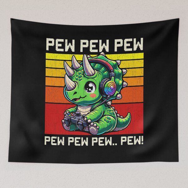 Item preview, Funny Dinosaur Triceratops Vintage Gamer Videogames Pew Boys Girls Kids designed and sold by rafaeltto.