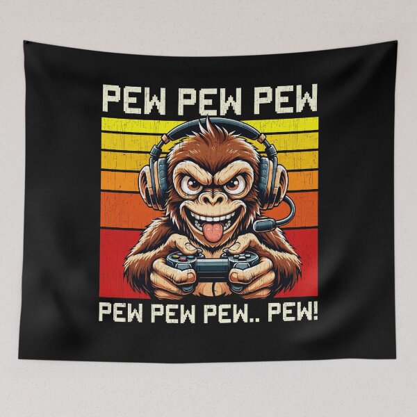 Item preview, Funny Monkey Vintage Gamer Videogames Pew Boys Girls Kids designed and sold by rafaeltto.
