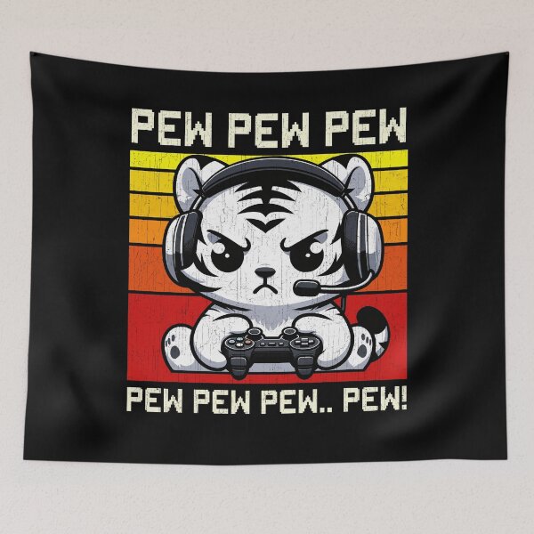 Item preview, Funny White Tiger Vintage Gamer Videogames Pew Boys Girls Kids designed and sold by rafaeltto.