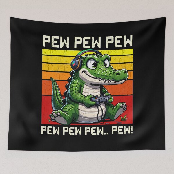 Item preview, Funny Crocodile Vintage Gamer Videogames Pew Boys Girls Kids designed and sold by rafaeltto.