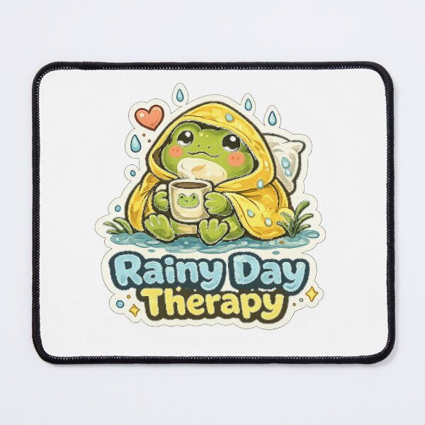 Item preview, Rainy Day Therapy Cute Frog Cozy Rain Aesthetic Design designed and sold by InkWanderStudio.