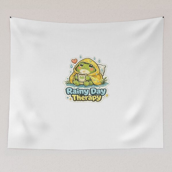 Item preview, Rainy Day Therapy Cute Frog Cozy Rain Aesthetic Design designed and sold by InkWanderStudio.
