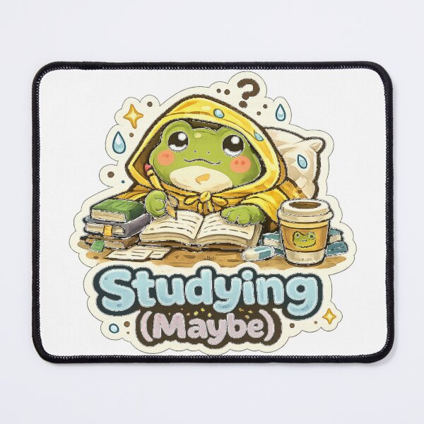 Item preview, Studying Maybe Cute Frog Funny Student Life Design designed and sold by InkWanderStudio.