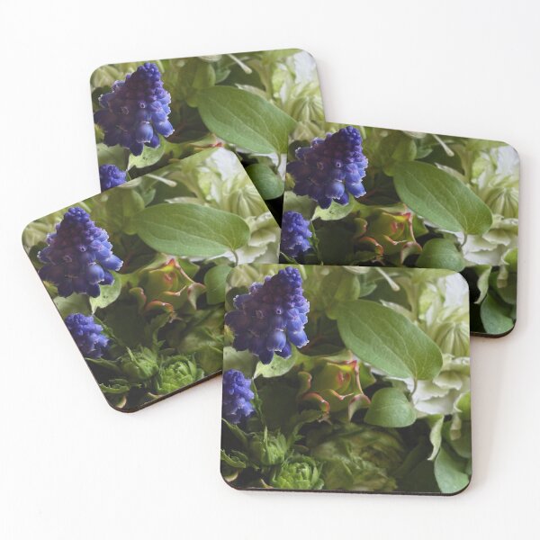 Item preview, Close-up of Blue Muscari and Clematis designed and sold by PapoBotanica.