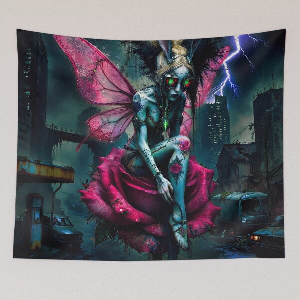 Item preview, Wings Over Ruin: Cyberpunk Fairy on Giant Rose designed and sold by Insomnia Art Designs.