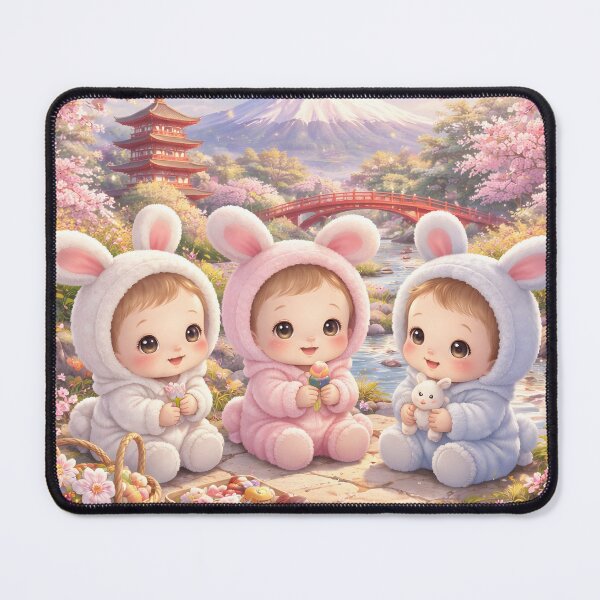 Item preview, Cute Kids Picnic Japan Style Mount Fuji Spring Scene Pastel Illustration designed and sold by Teenidesign .