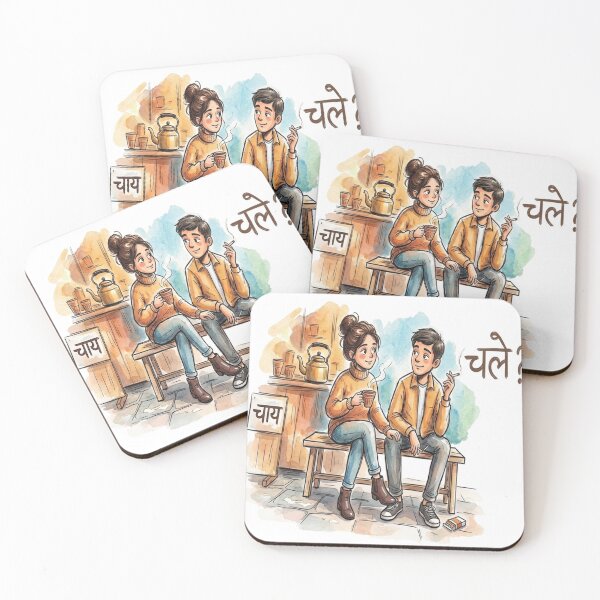 Item preview, Chai Pe Chale? – Desi Tea Stall Romance Watercolor Art designed and sold by 3Mdesigners.