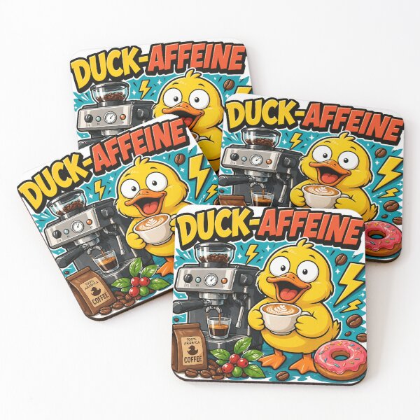 Item preview, Duck-Affeine Funny Coffee Duck - Espresso & Caffeine Addict Cartoon Art designed and sold by BrewmarkStudio.