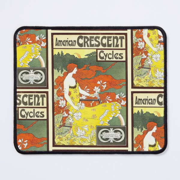 Item preview, Vintage American Crescent Cycles Poster | Art Nouveau Bicycle Advertising | Floral & Flowing Lines | Bold Colors Typography designed and sold by artofuniverse.