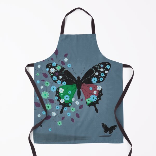 Item preview, Mystical Slate Blue & Crimson Floral Butterfly designed and sold by joycrysstudio.
